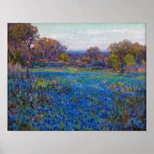 Poster Onderdonk - Un champ de bleuets fin d'après-midi