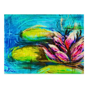 Poster Ondes de calme fleuries Art floral abstrait zen