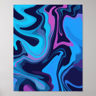 Poster Ondes de dégradé fluide en bleu et violet