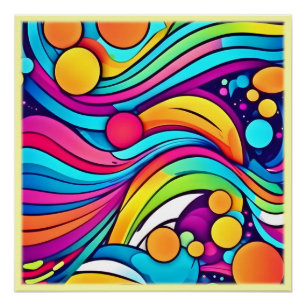 Poster Ondes Néon Cosmos Vibrant