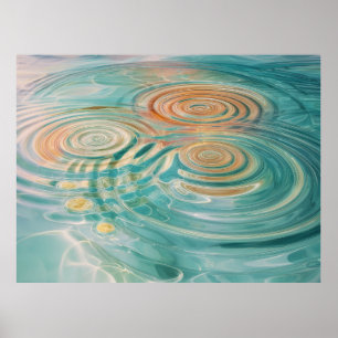 Poster Ondulations de Tranquillité Harmonie d'Eau Abstrai