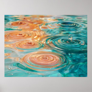Poster Ondulations de Tranquillité Harmonie d'Eau Abstrai