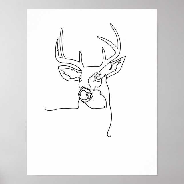 Poster One Line Drawing Hirsch (Devant)