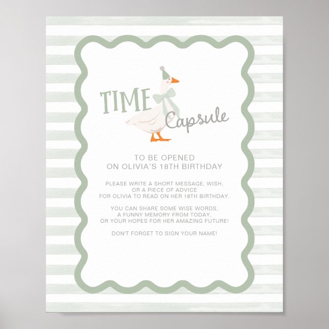 Poster One Silly Goose 1st Birthday Time Capsule Sign (Devant)
