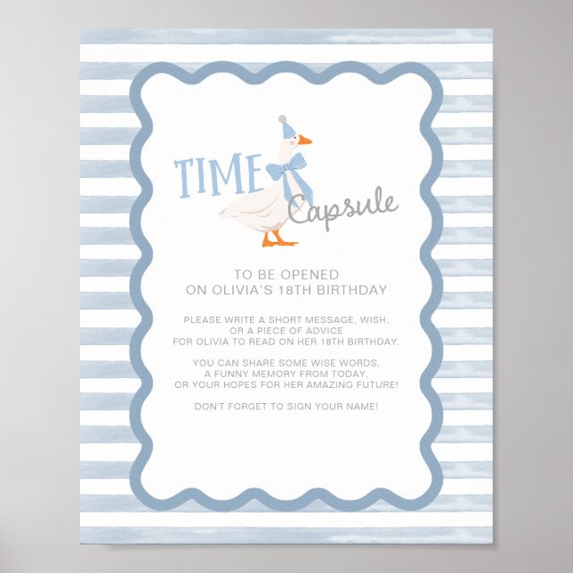 Poster One Silly Goose 1st Birthday Time Capsule Sign (Devant)