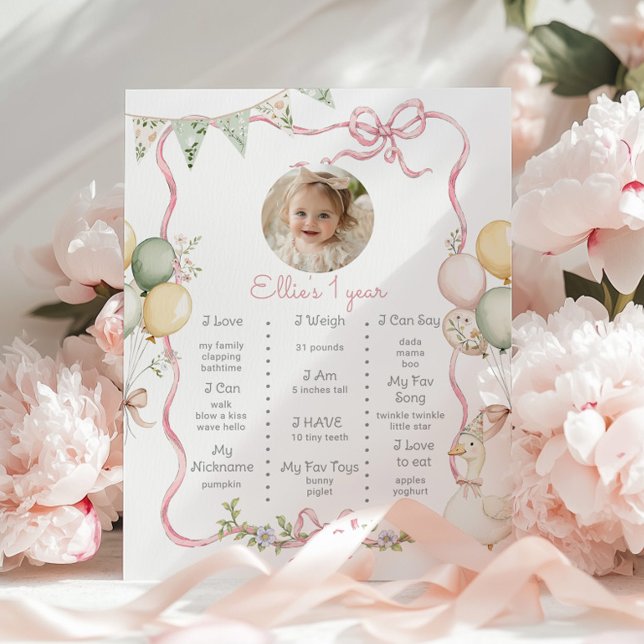 Poster One Silly Goose Girl 1st Birthday photo Milestone (Créateur téléchargé)