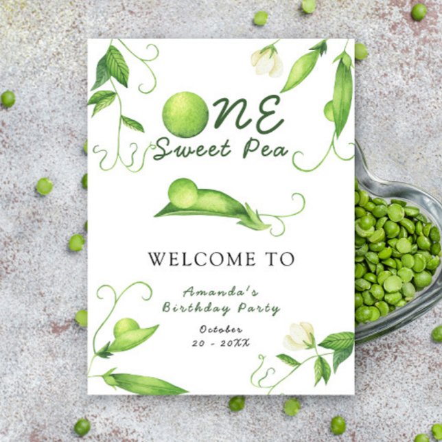 Poster One Sweet Pea First Birthday Party Welcome (Créateur téléchargé)