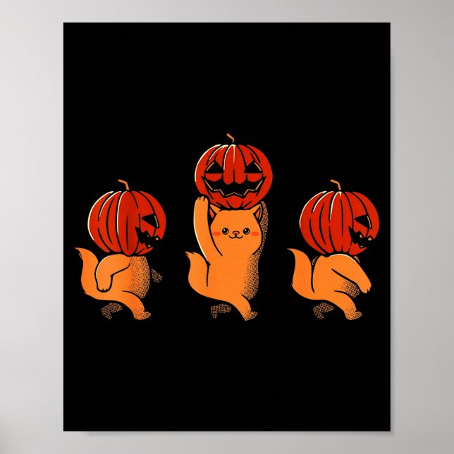 Poster One Two Three Cute Kittens Pumpkin Halloween Soky  (Devant)