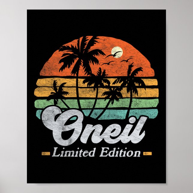 Poster Oneil Nom Funny Retro 90s Anniversaire Plage Famil (Devant)