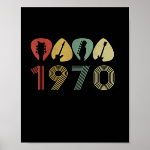 Poster Onglet de guitare guitariste 1970 Anniversaire gui