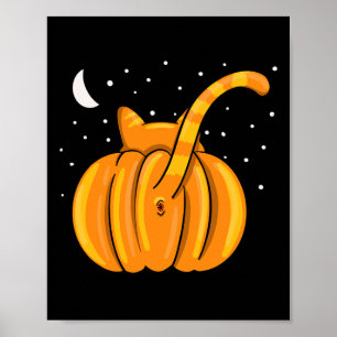Poster Onglet orange Citrouille de la touche de chat Hall