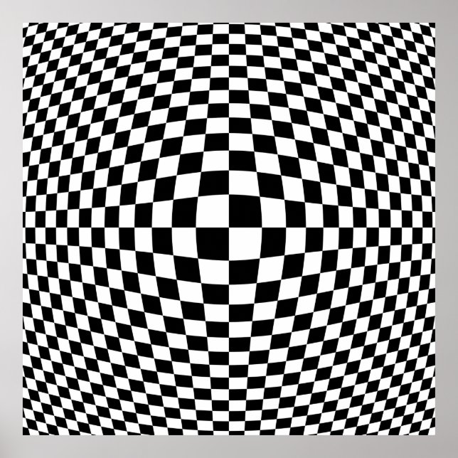 Poster Op Art À damiers noir et blanc (Devant)