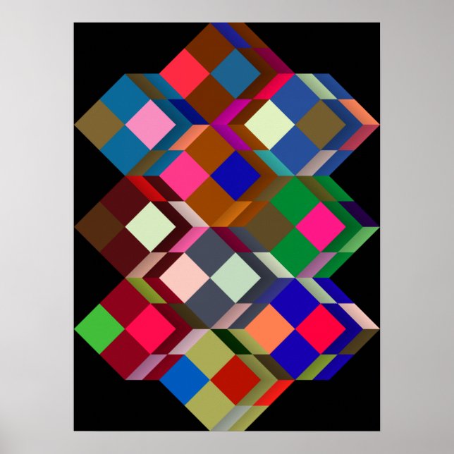 Poster Op-Art (art géométrique optique) taille standard (Devant)
