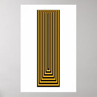 Poster Op Art Concentré Rectangles Jaunes Sur Noir
