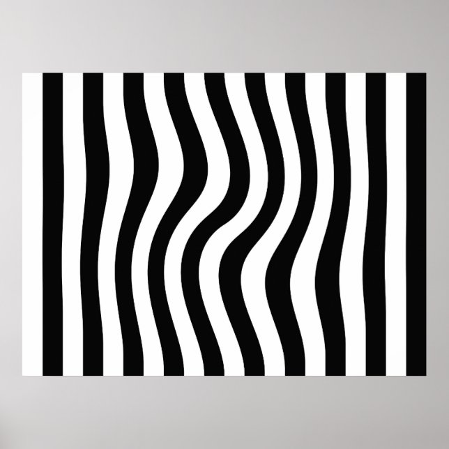 Poster Op Art Grandes torsadées noires et blanches (Devant)