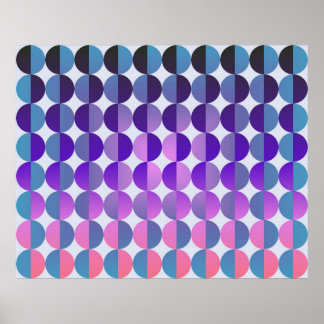 Poster Op Art Grands Cercles Par Demi Bleu Violet Et Mage