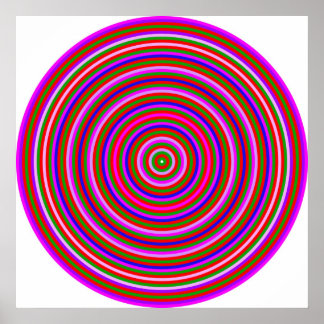 Poster Op Art Homage à CT Multicolor Cercles Concentrés