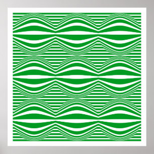 Poster Op Art Lines and Spheres 01 - Vert et blanc