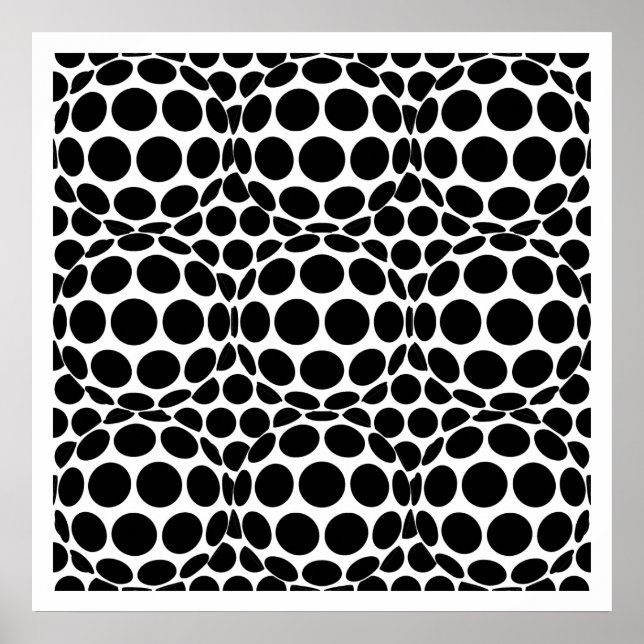 Poster Op Art Spots et sphères - Noir et Blanc (Devant)