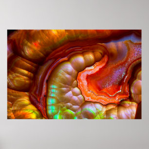 Poster Opale de feu rouge iridescente