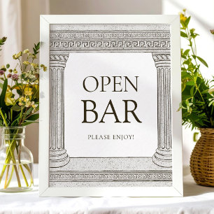 Poster Open bar Grecia toga party table Signer avec les c
