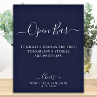 Open Bar Personnalisé Marine Blue Mariage Boissons
