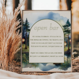 Poster Open Bar Poem Country Lake Twilight Mariage
