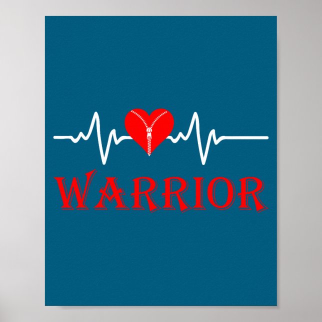 Poster Open Heart Surgery Recovery Survivor Heart Warrior (Devant)