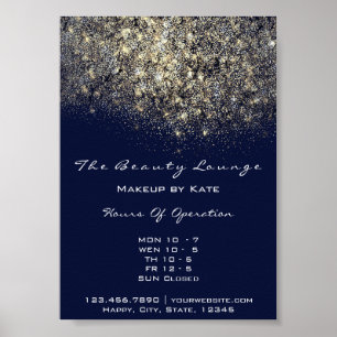 Poster Opening Hours Gold Blue Navy Confetti Sequin