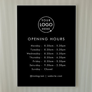 Poster Opening Times Business Logo Opening Hours Black