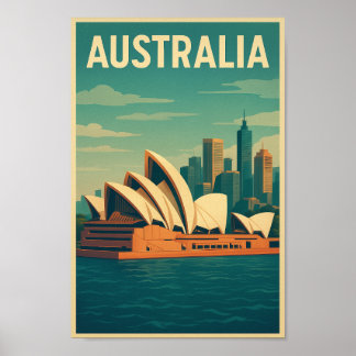 Poster Opéra de Sydney Australie vintage