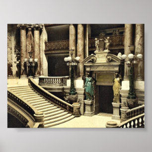 Poster Opéra, grand escalier, Paris, France