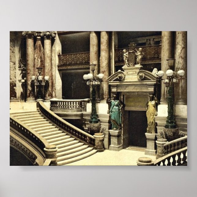 Poster Opéra, grand escalier, Paris, France (Devant)