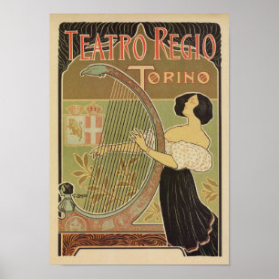 Poster Opéra Royal Art nouveau Turin Torino