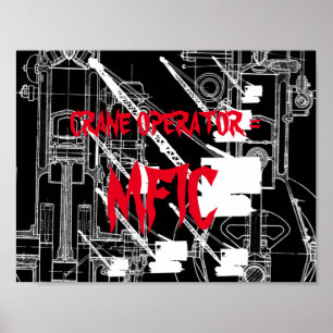 Poster Opérateur de grue = MFIC VINTAGE CRAWLER CRANE bla