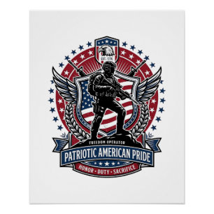 Poster Opérateur de liberté patriotique silhouette insign