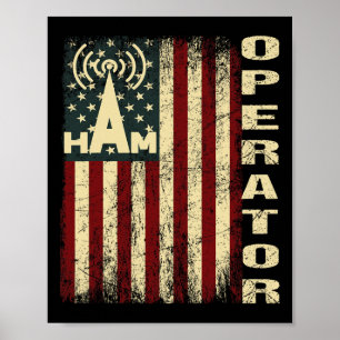 Poster Opérateur radio amateur radio ham drapeau patrioti