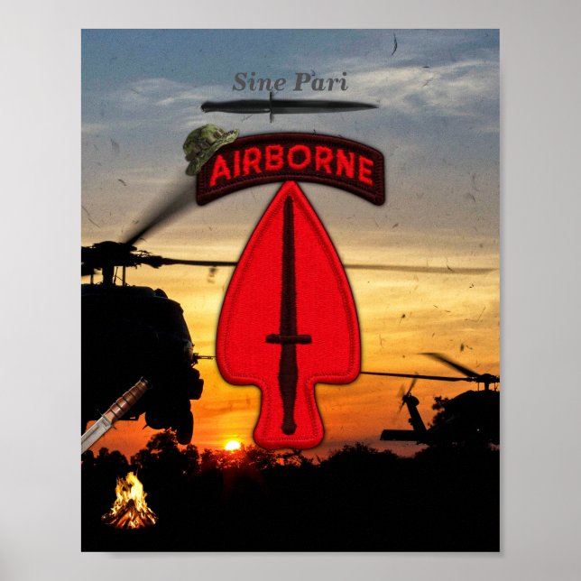 Poster Opérations spéciales de l'USASOC lrrps lrrp recon (Devant)