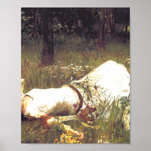 Poster Ophelia 1889 By John William Waterhouse (Devant)