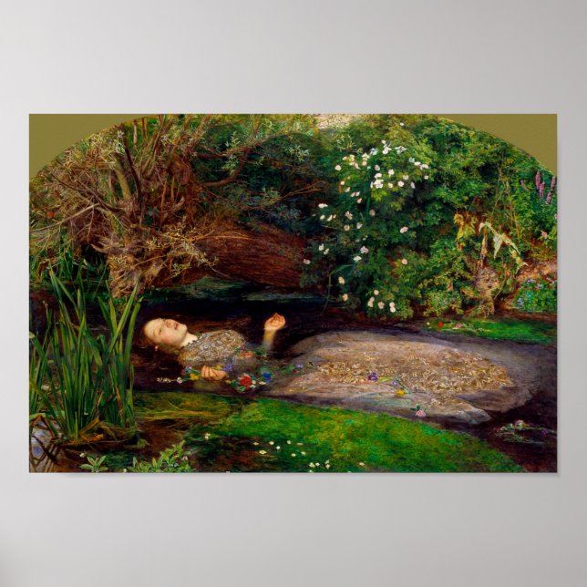 Poster Ophelia, John Everett Millais, 1851-1852 (Devant)