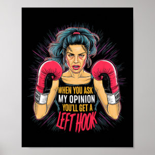 Poster Opinion Crochet Gauche Boxe Femme Fun Arts Martiau