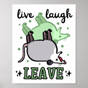 Poster Opossum Funny Live Lauder Laisser Humour foncé Pos