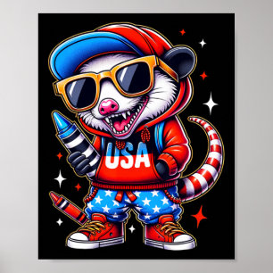 Poster Opossum professeur de hip hop crayon drôle de rent