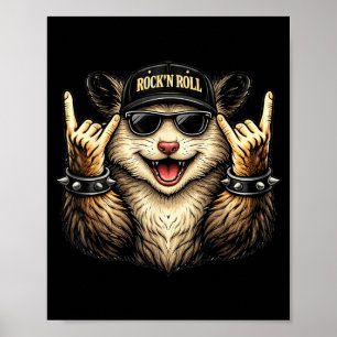 Poster Opossum Rock On Musique Métal Lourds Drôle Hommes