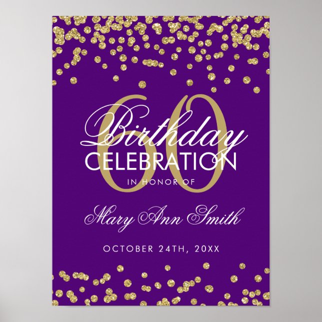 Poster Or 60e anniversaire Parties scintillant Confetti v (Devant)