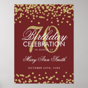 Poster Or 70e anniversaire Parties scintillant Confetti B