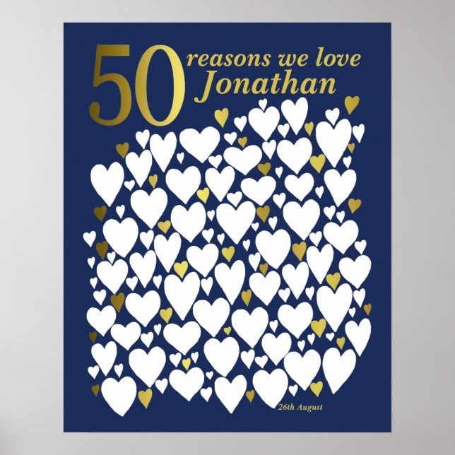 Poster Or Bleu 50e Anniversaire 50 Raisons Pourquoi Nous  (Devant)