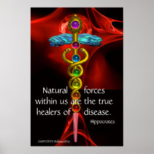 Poster OR CADUCUS, 7 CHAKRAS, Guérison, Médicale, Yoga