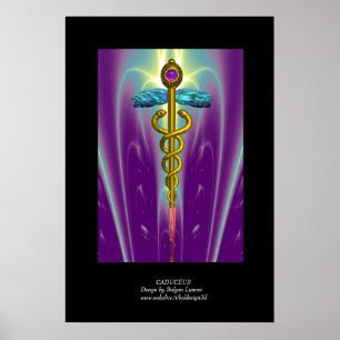 Poster OR CADUCUS Médicale Symbole violet vert noir