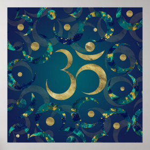 Poster Or et marbre géométriques de symbole de l'OM